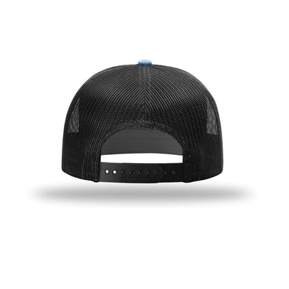 embroidered-richardson-7-panel-trucker-cap-168 — Royal/ Black back