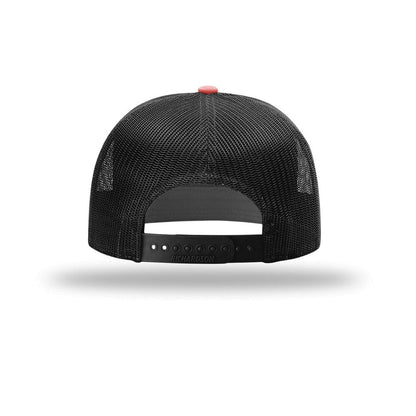 embroidered-richardson-7-panel-trucker-cap-168 — Red/ Black back