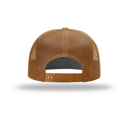 embroidered-richardson-7-panel-trucker-cap-168 — Caramel back