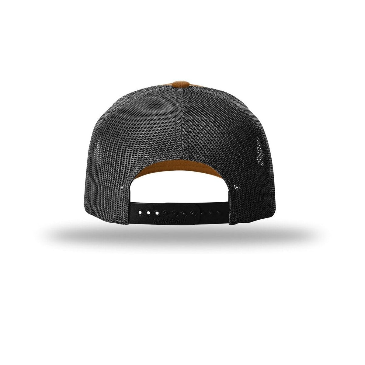 embroidered-richardson-five-panel-cap-with-rope-112fpr — Caramel/ Black/ Black back