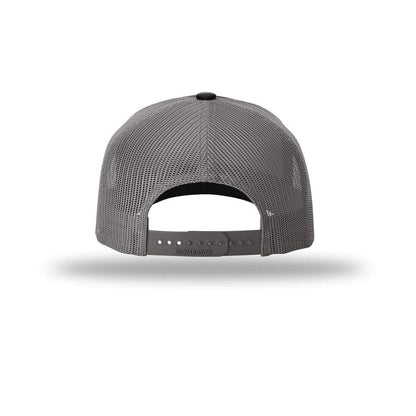 embroidered-richardson-five-panel-cap-with-rope-112fpr — Black/ Charcoal/ Charcoal back