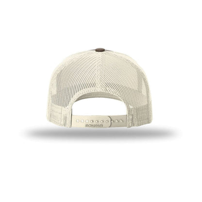embroidered-richardson-five-panel-trucker-cap-112fp — Chocolate Chip/ Birch back