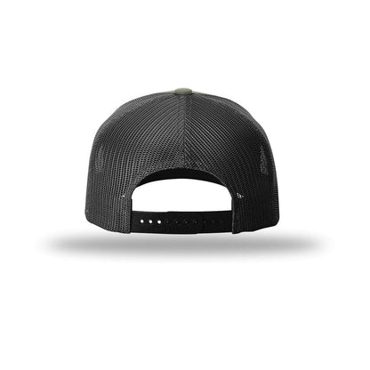 embroidered-richardson-five-panel-trucker-cap-112fp — Loden/ Black back