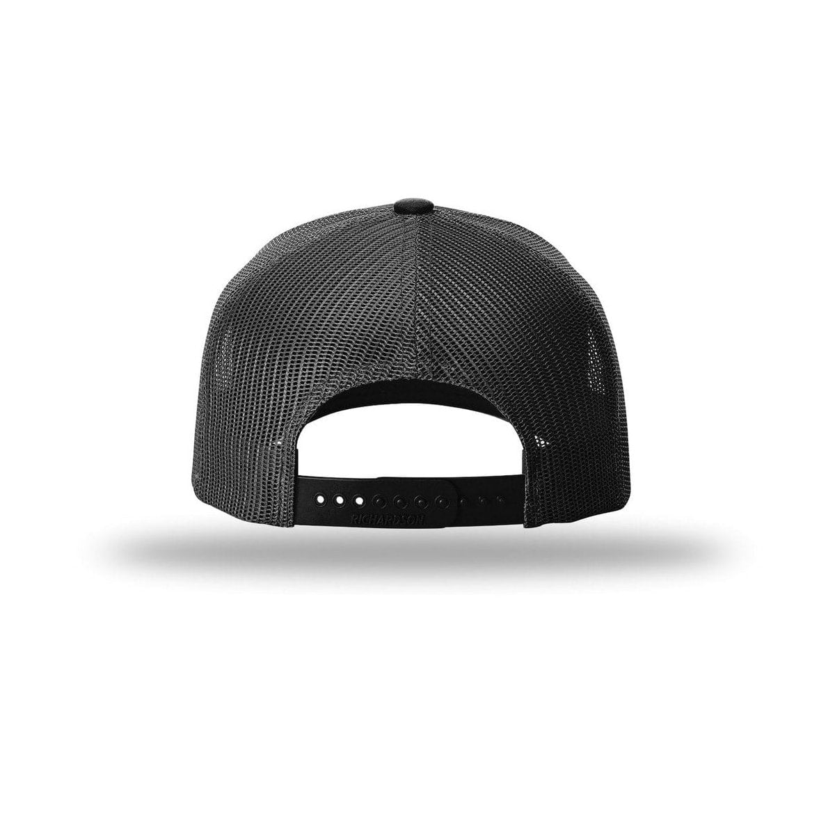 embroidered-richardson-five-panel-trucker-cap-112fp — HtGrey Blk back