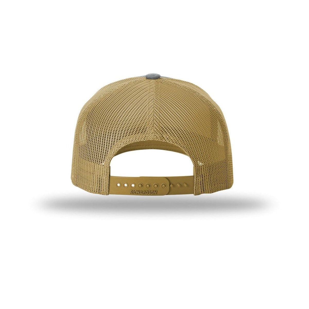 embroidered-richardson-five-panel-trucker-cap-112fp — Heather Grey/ Amber Gold back