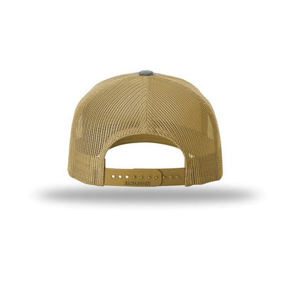 embroidered-richardson-five-panel-trucker-cap-112fp — Heather Grey/ Amber Gold back