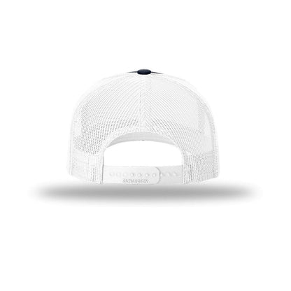 embroidered-richardson-five-panel-trucker-cap-112fp — Navy/ White back