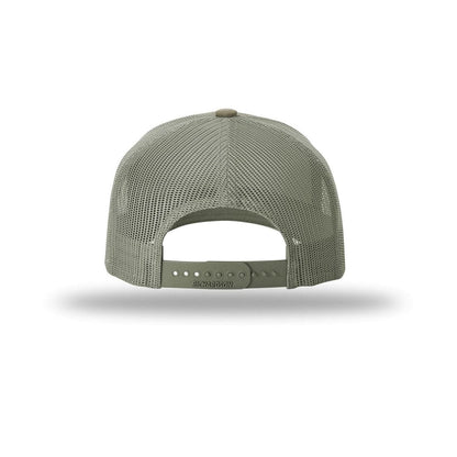 embroidered-richardson-five-panel-trucker-cap-112fp — Pale Khaki/ Loden back