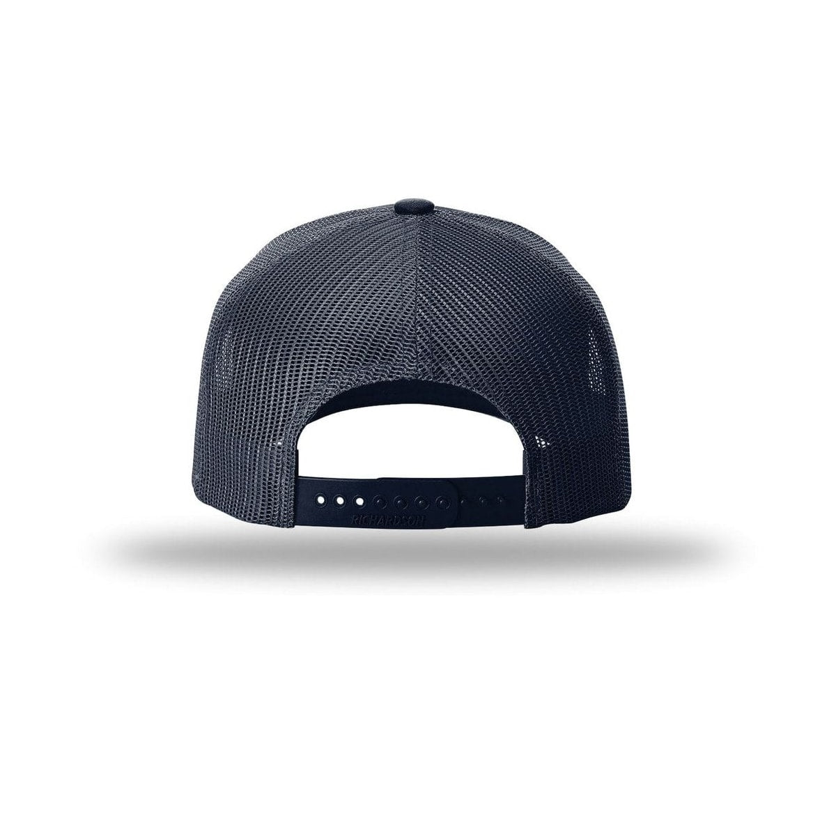 embroidered-richardson-five-panel-trucker-cap-112fp — Navy back