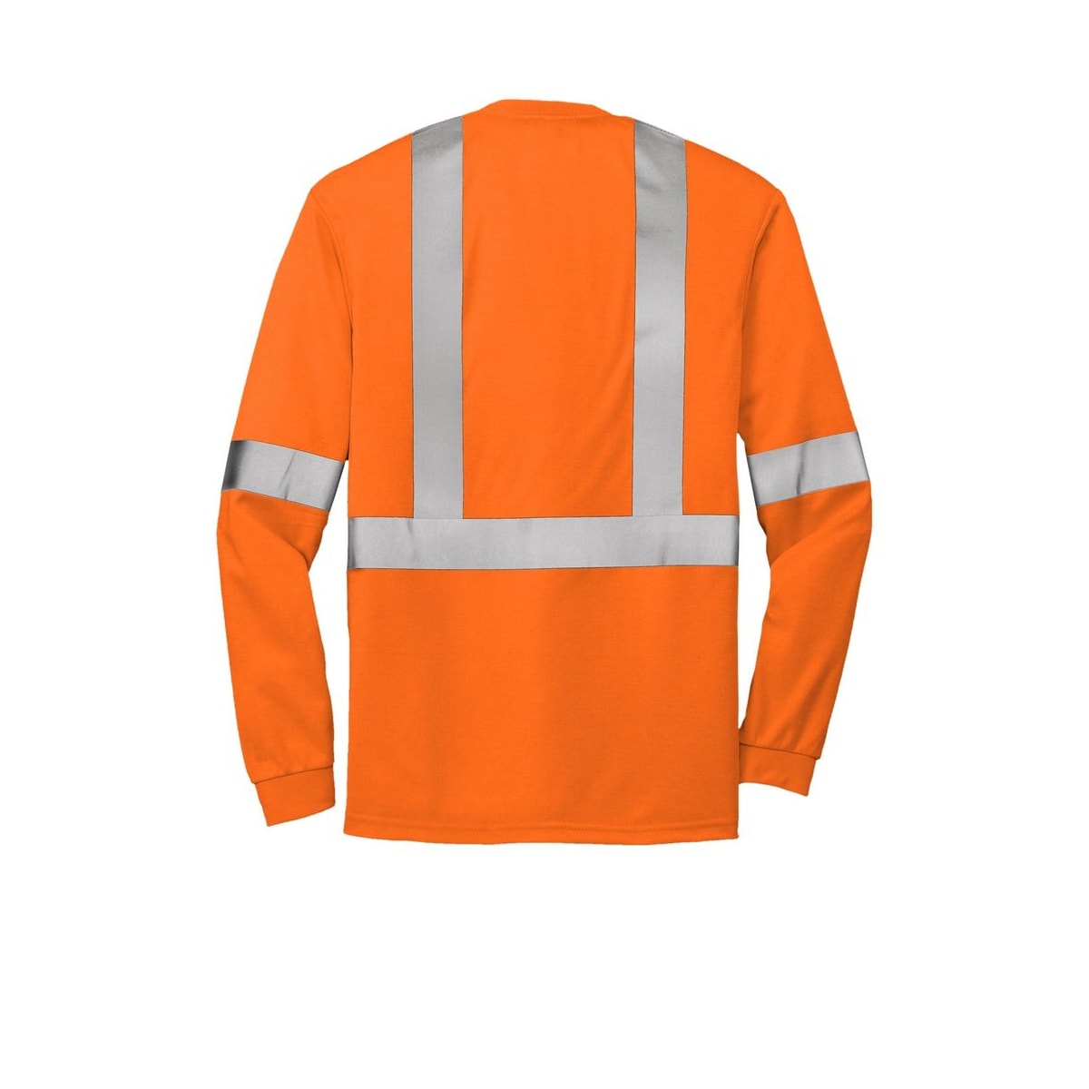 CornerStone ANSI 107 Class 2 Long Sleeve Safety T-Shirt — Safety Orange/ Reflective (Back)