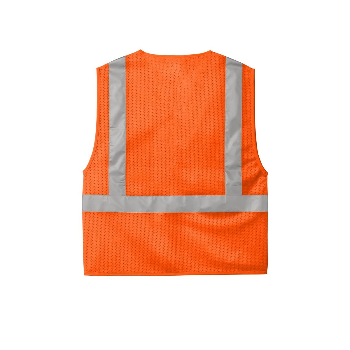 CornerStone ANSI 107 Class 2 Mesh Zippered Vest — Safety Orange (Back)