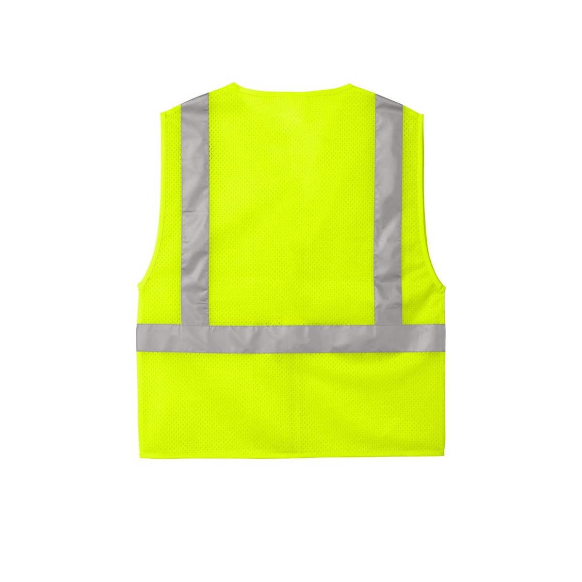 CornerStone ANSI 107 Class 2 Mesh Zippered Vest — Safety Yellow (Back)