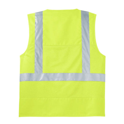 CornerStone - ANSI 107 Class 2 Mesh Back Safety Vest — Safety Yellow (Back)