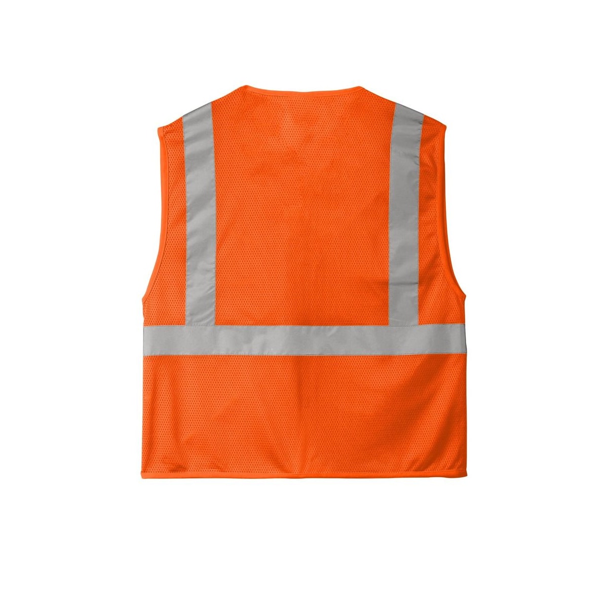 CornerStone ANSI 107 Class 2 Economy Mesh Zippered Vest — Safety Orange (Back)