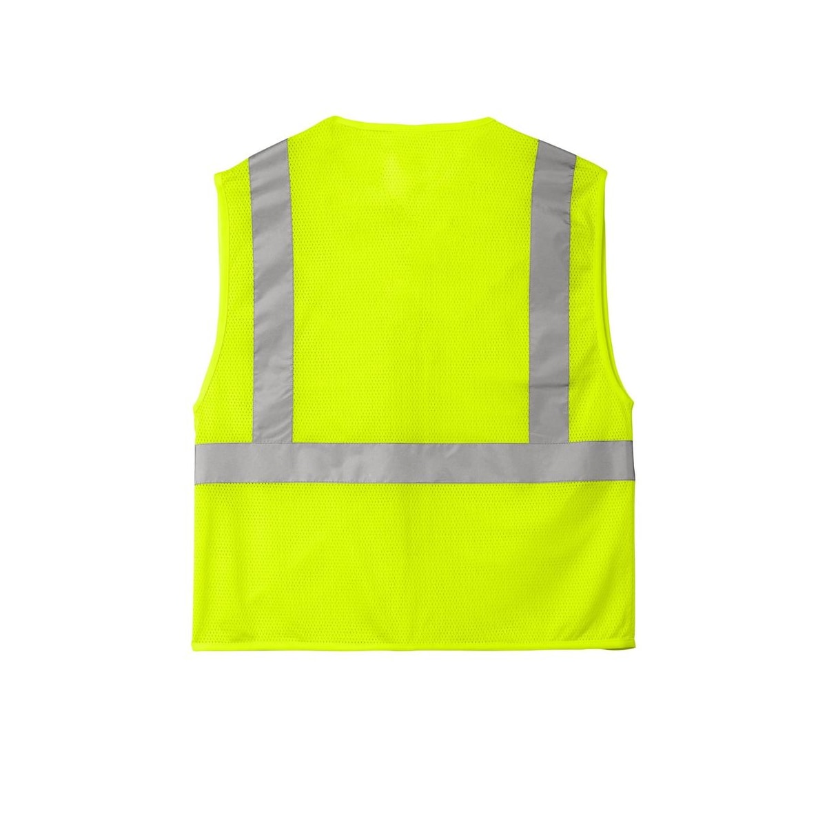 CornerStone ANSI 107 Class 2 Economy Mesh Zippered Vest — Safety Yellow (Back)
