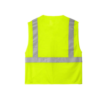 CornerStone ANSI 107 Class 2 Economy Mesh Zippered Vest — Safety Yellow (Back)