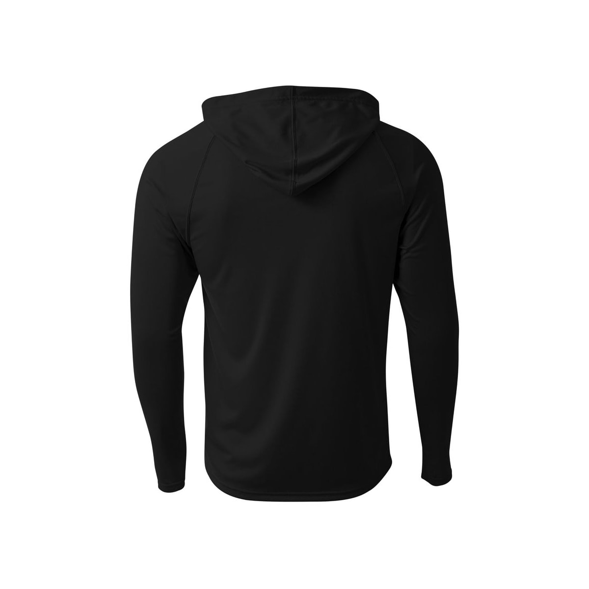 A4 Cooling Performance Long Sleeve Hooded Tee — Black (Back)