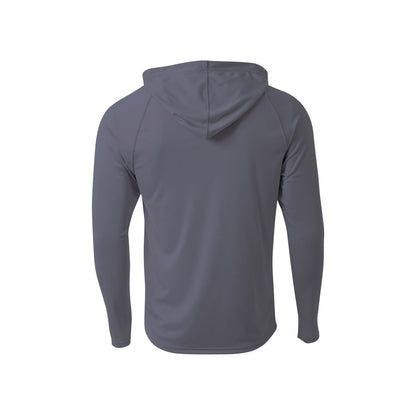 A4 Cooling Performance Long Sleeve Hooded Tee — Graphite (Back)
