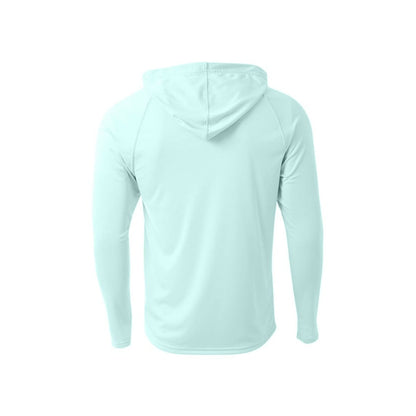 A4 Cooling Performance Long Sleeve Hooded Tee — Pastel Mint (Back)