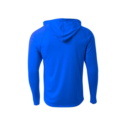 A4 Cooling Performance Long Sleeve Hooded Tee — Royal (Back)