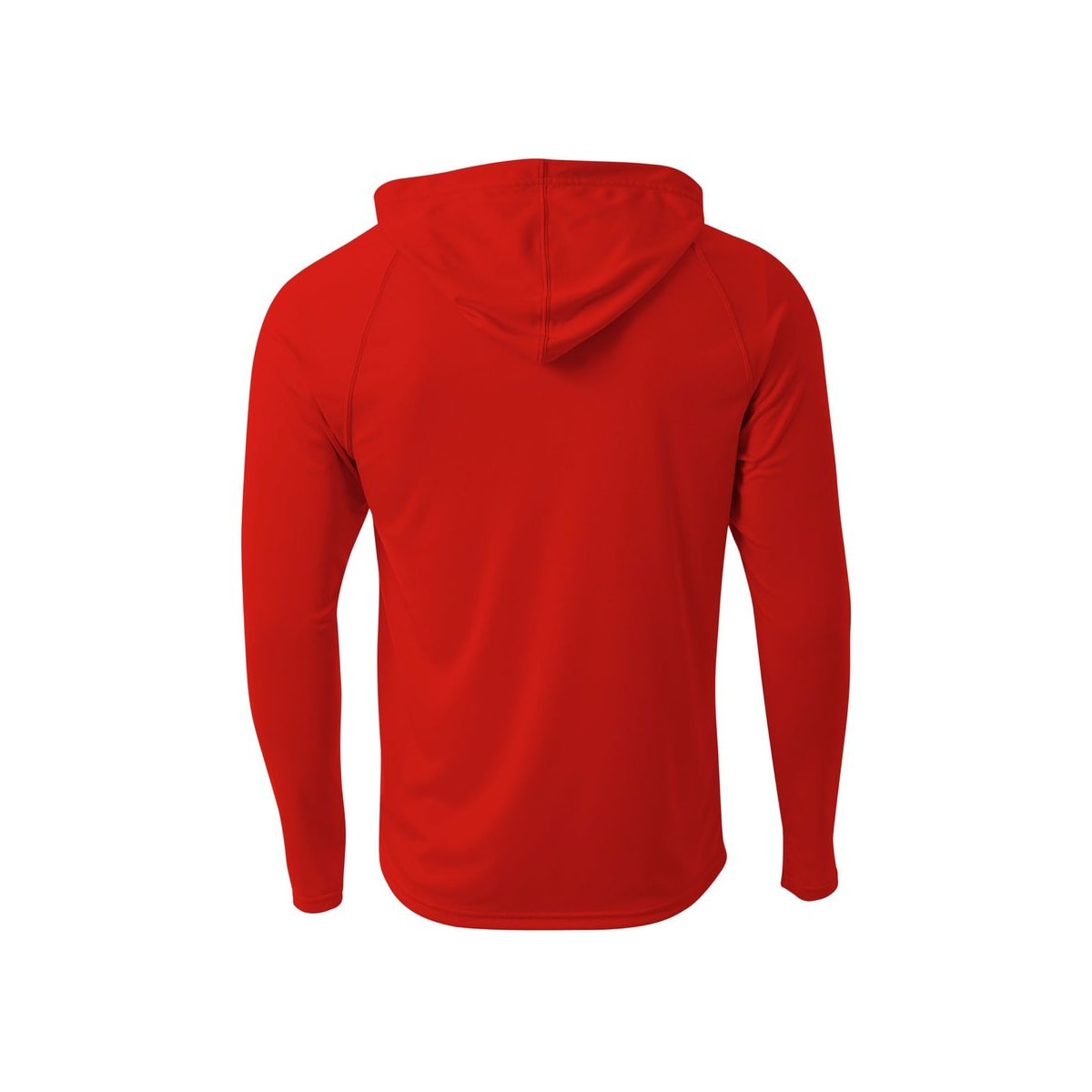 A4 Cooling Performance Long Sleeve Hooded Tee — Scarlet (Back)