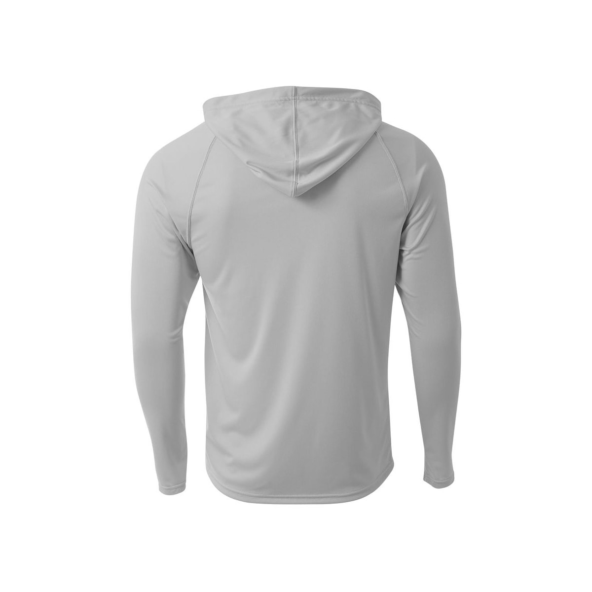 A4 Cooling Performance Long Sleeve Hooded Tee — Silver (Back)