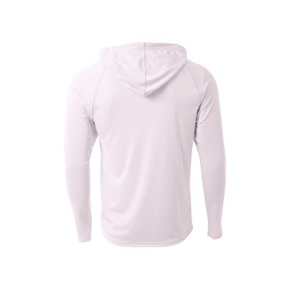 A4 Cooling Performance Long Sleeve Hooded Tee — White (Back)