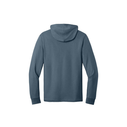 Jerzees Classics Unisex Cotton Long Sleeve Hooded T-Shirt — Denim (Back)