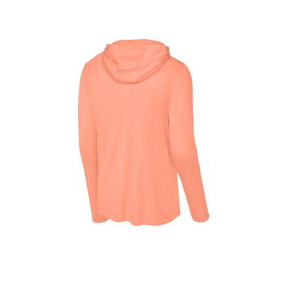 Sport-Tek Posi-UV Pro Long Sleeve Hoodie — Soft Coral (Back)