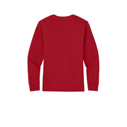 Next Level Apparel Youth Cotton Long Sleeve Tee — Red (Back)