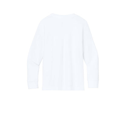Next Level Apparel Youth Cotton Long Sleeve Tee — White (Back)