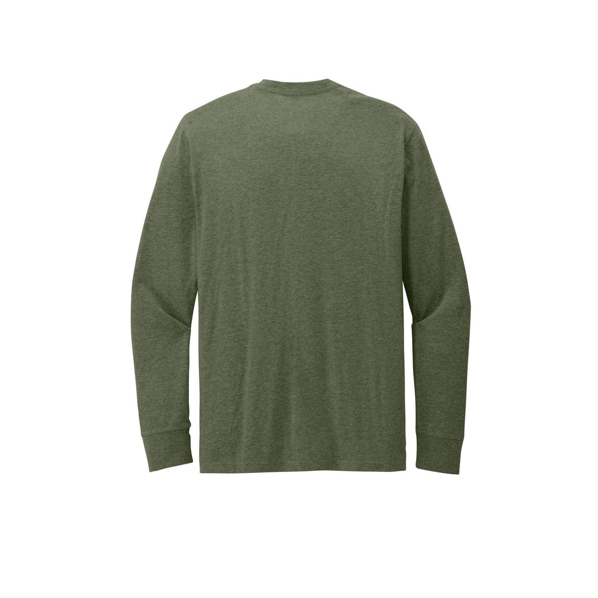 District Perfect Blend CVC Long Sleeve Tee — Heathered Olive (Back)