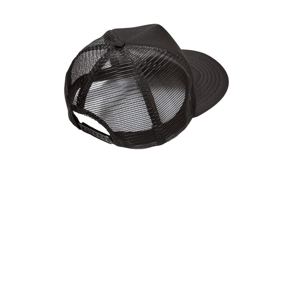 District Flat Bill Snapback Trucker Cap — Black (Back)