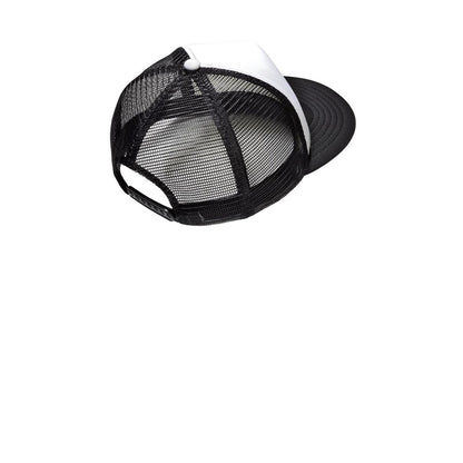 District Flat Bill Snapback Trucker Cap — White (Back)