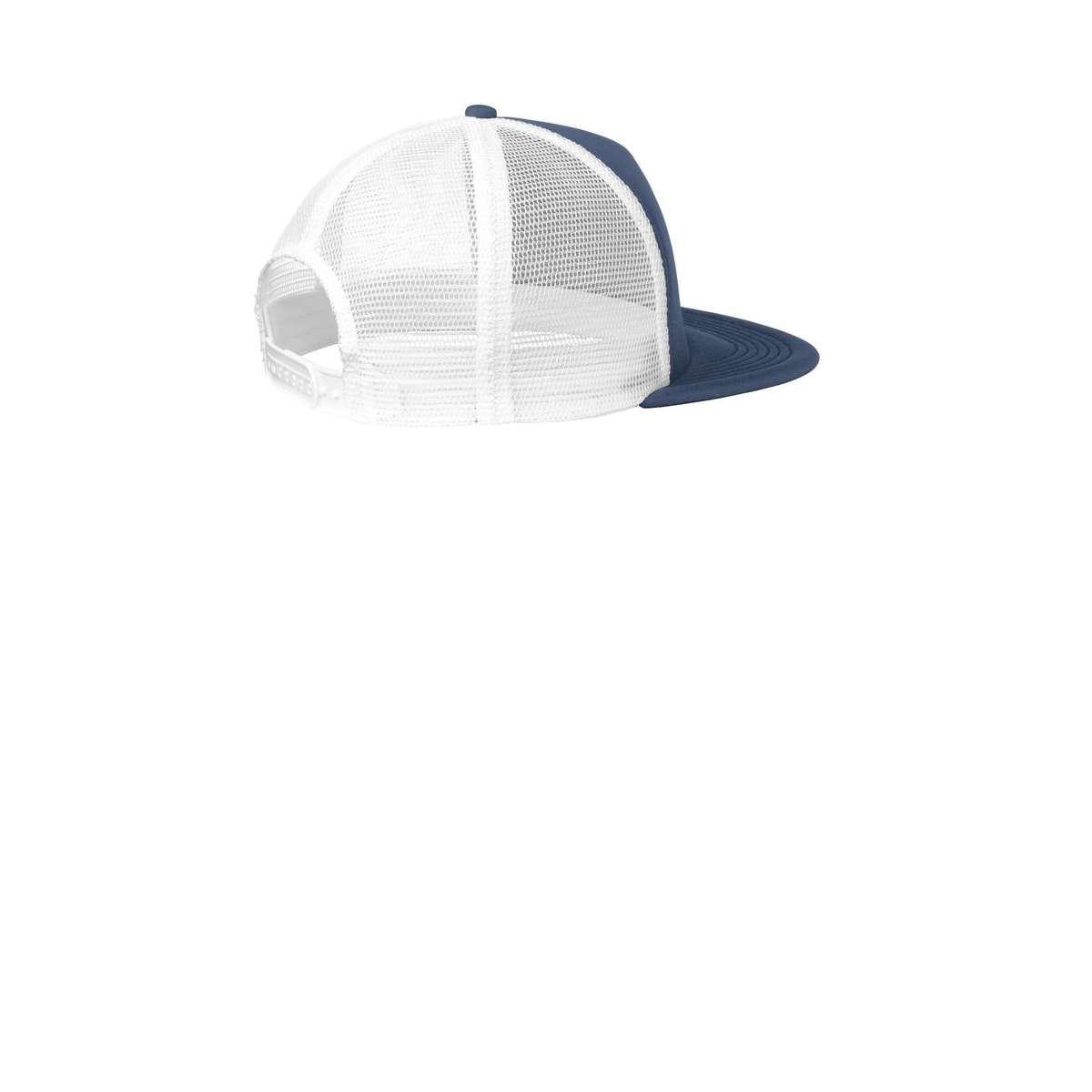 District Flat Bill Snapback Trucker Cap — New Navy (Back)