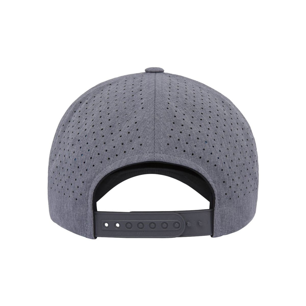 Five-Panel Snapback with Perforated Cap — Heather Grey (Back)