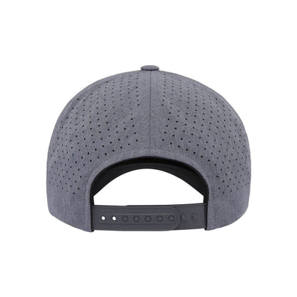 Five-Panel Snapback with Perforated Cap — Heather Grey (Back)