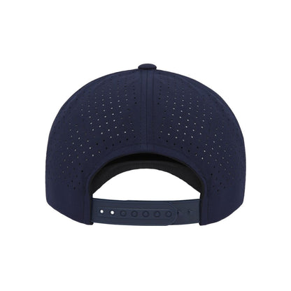 Five-Panel Snapback with Perforated Cap — Navy (Back)