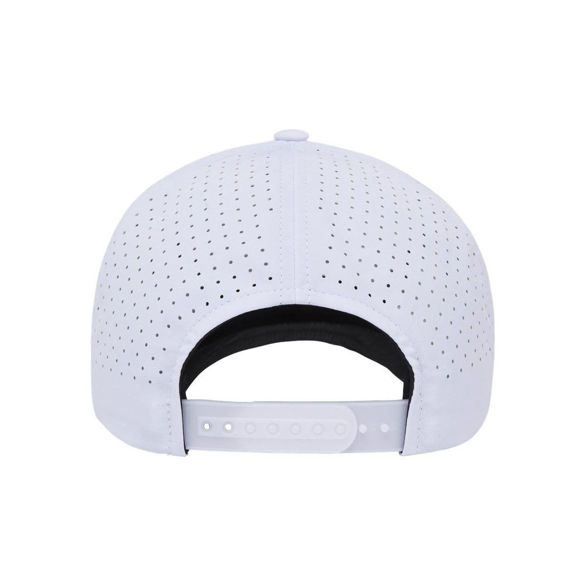 Five-Panel Snapback with Perforated Cap — White (Back)