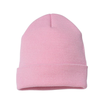 Cuffed Beanie — Baby Pink (Back)