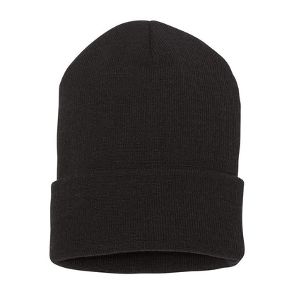 Cuffed Beanie — Black (Back)