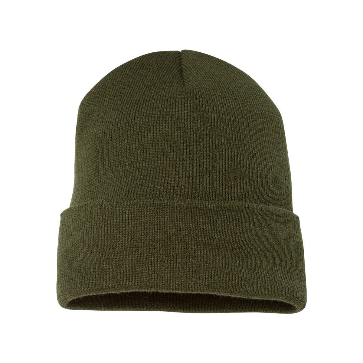 Cuffed Beanie — Olive (Back)