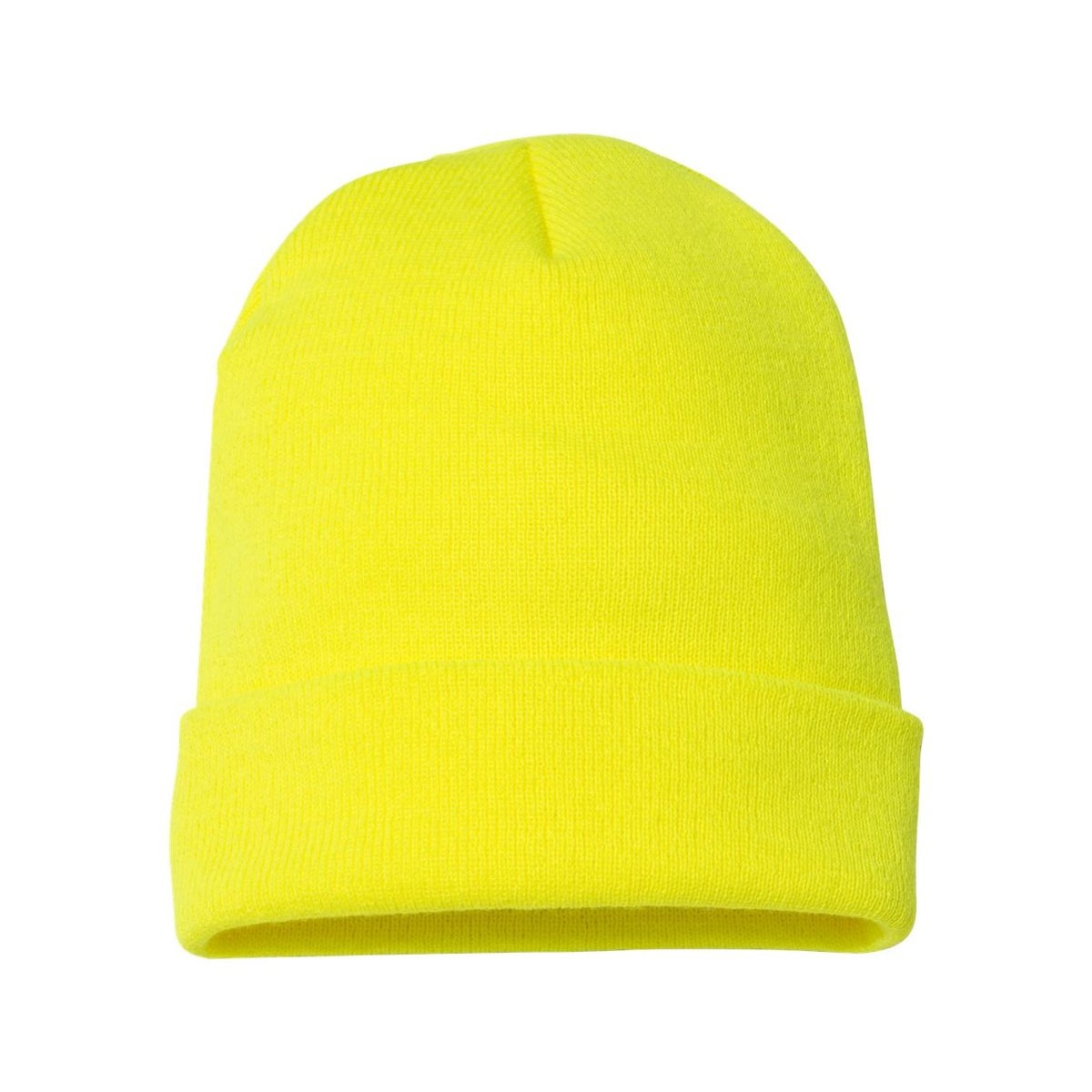 Cuffed Beanie — Safety Yellow (Back)
