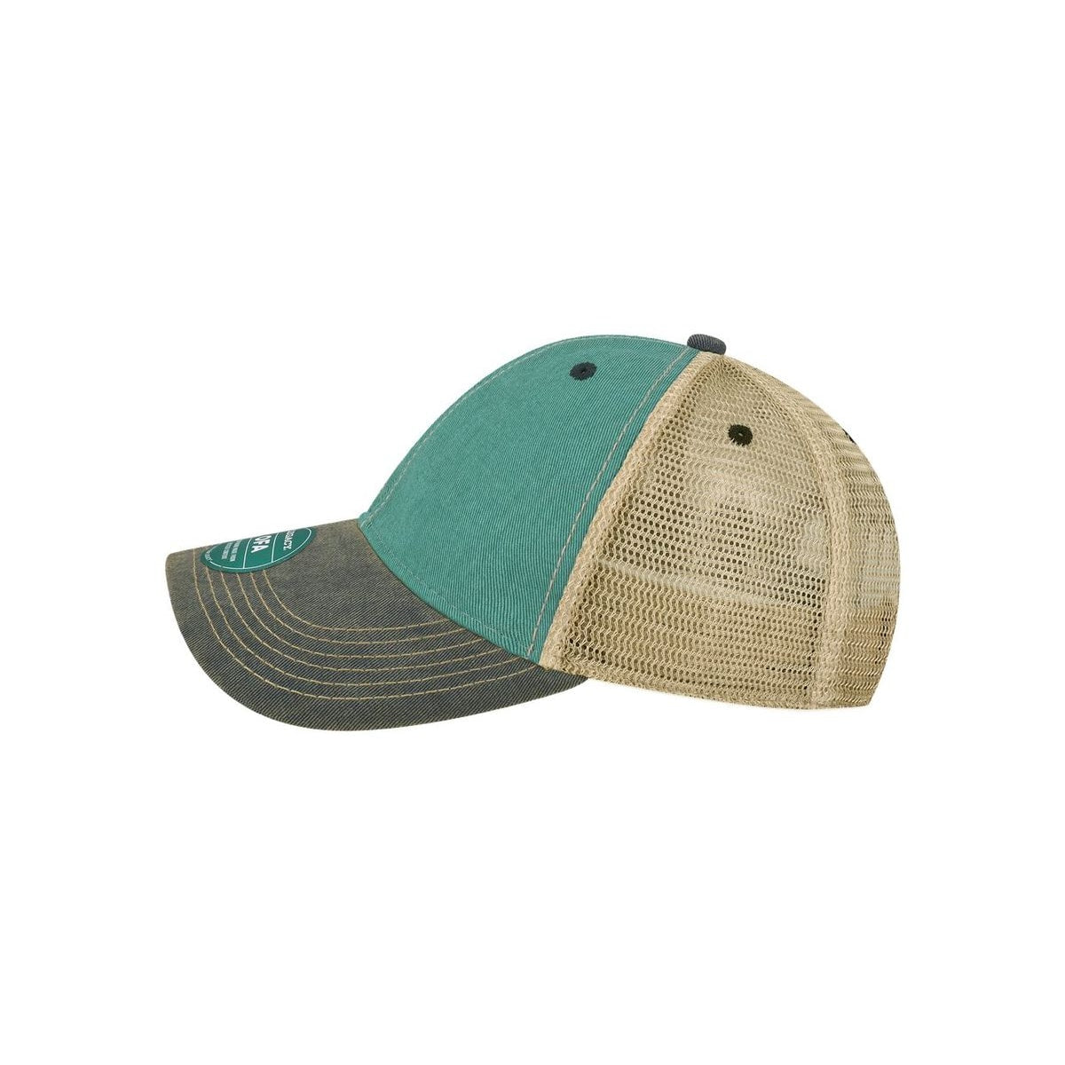 Old Favorite Trucker Cap — Aqua Blue/ Navy (Left)