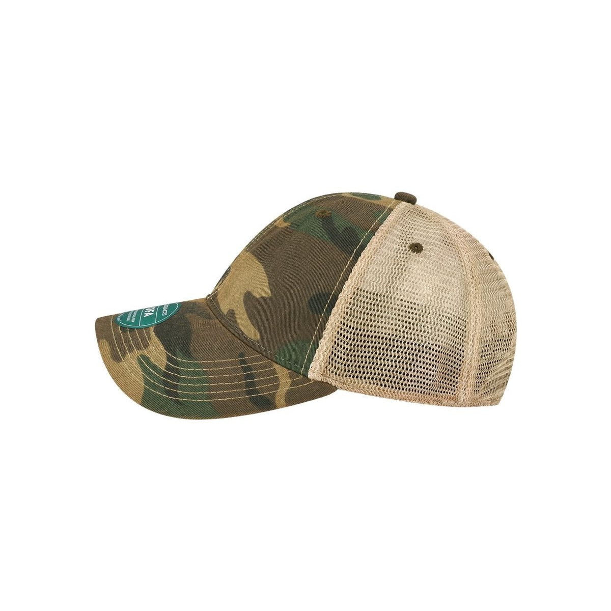 Old Favorite Trucker Cap — Army Camo/ Khaki (Left)