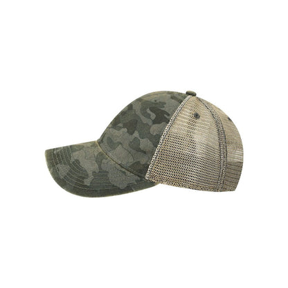 Old Favorite Trucker Cap — Black Field Camo/ Java (Left)