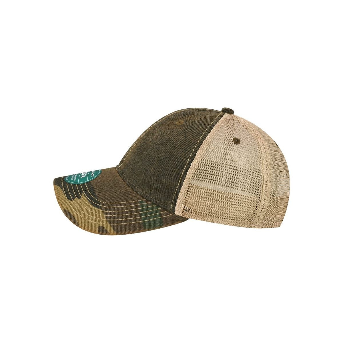 Old Favorite Trucker Cap — Black/ Army Camo/ Khaki (Left)