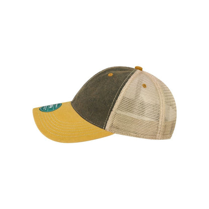 Old Favorite Trucker Cap — Black/ Yellow/ Khaki (Left)