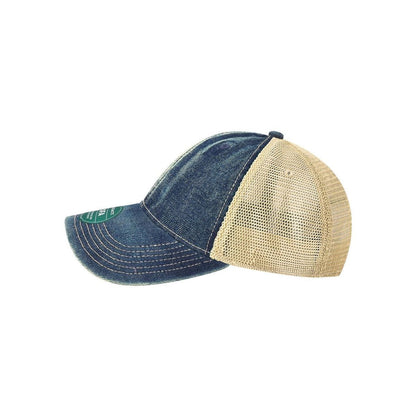 Old Favorite Trucker Cap — Blue Denim/ Khaki (Left)