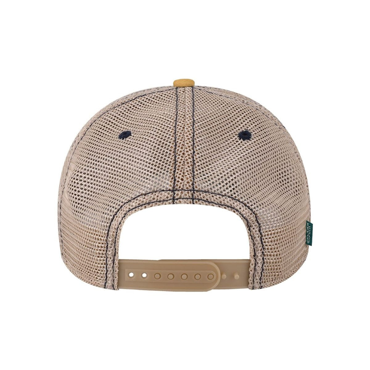 Old Favorite Trucker Cap — Blue Stripe/ Khaki (Back)